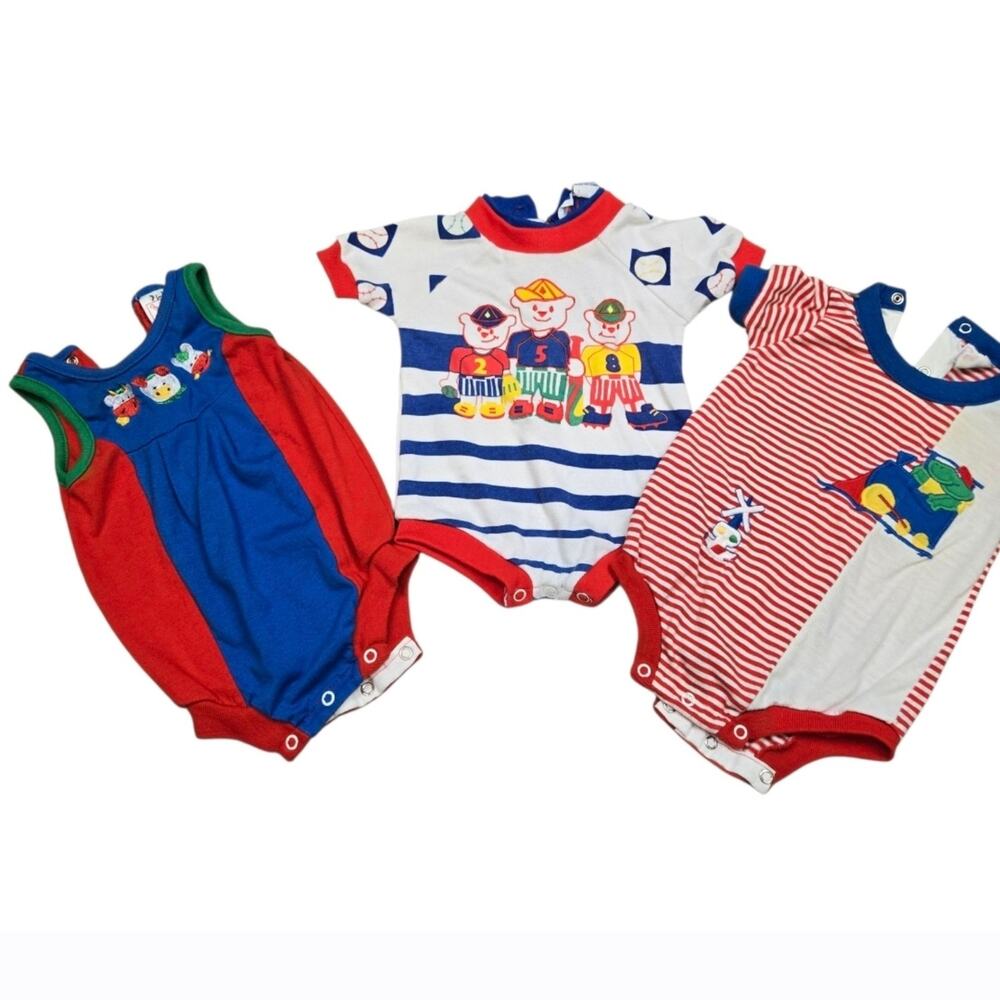 Vintage Baby Romper lot of‎ 3 size 3-9 months. Multicolor. Animals